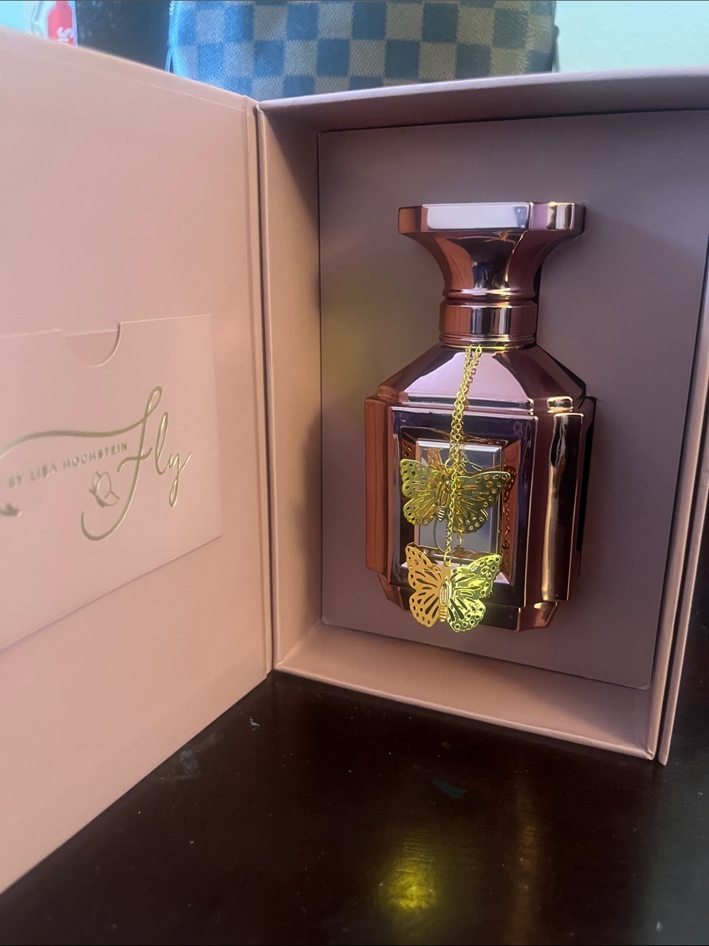 Butterfly perfume Rose Gold Butterfly Glass Decorative Bottle - Home Accent